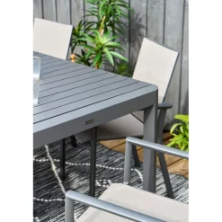Table de jardin avec allonge en aluminium anthracite 180(+60)x100cm - Kiplin