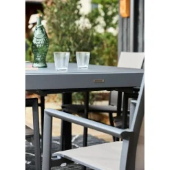 Table de jardin avec allonge en aluminium anthracite 180(+60)x100cm - Kiplin