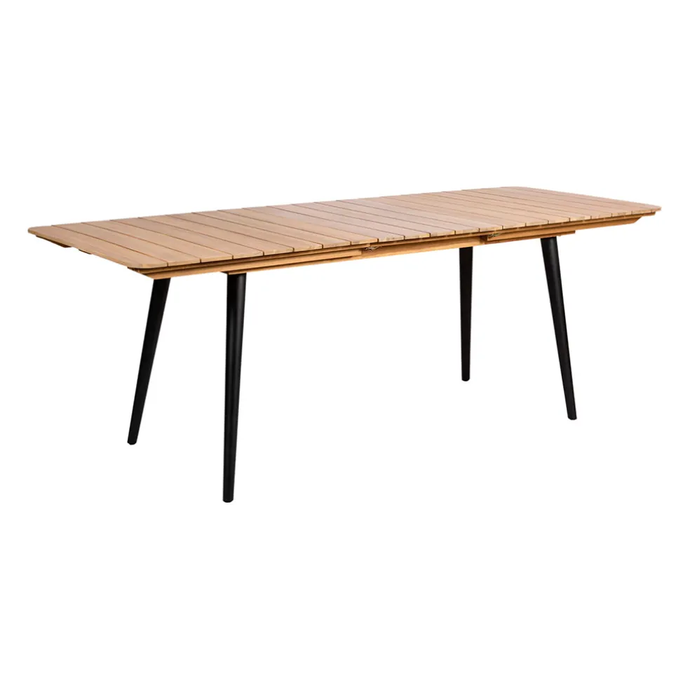Table de jardin avec rallonge en acacia écru 210-160x80cm - Santo