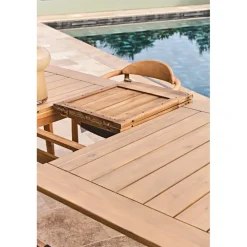 Table de jardin avec rallonge en acacia naturel 180-200x100cm - Cirina