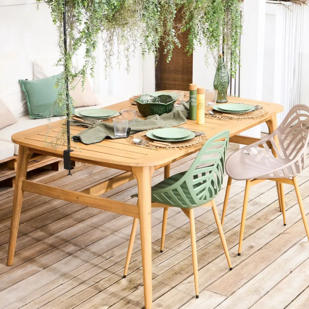 Table de jardin extensible en acacia naturel 180(+40cm)x100cm - Cavalo
