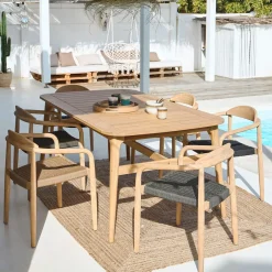 Table de jardin extensible en acacia naturel 180(+40cm)x100cm - Cavalo