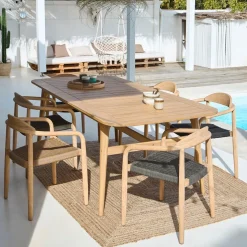 Table de jardin extensible en acacia naturel 180(+40cm)x100cm - Cavalo