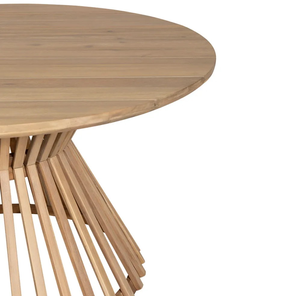 Table de jardin ronde en acacia écru d130cm - Minga
