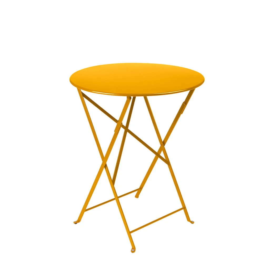 Table de jardin ronde pliante en acier miel - Bistro
