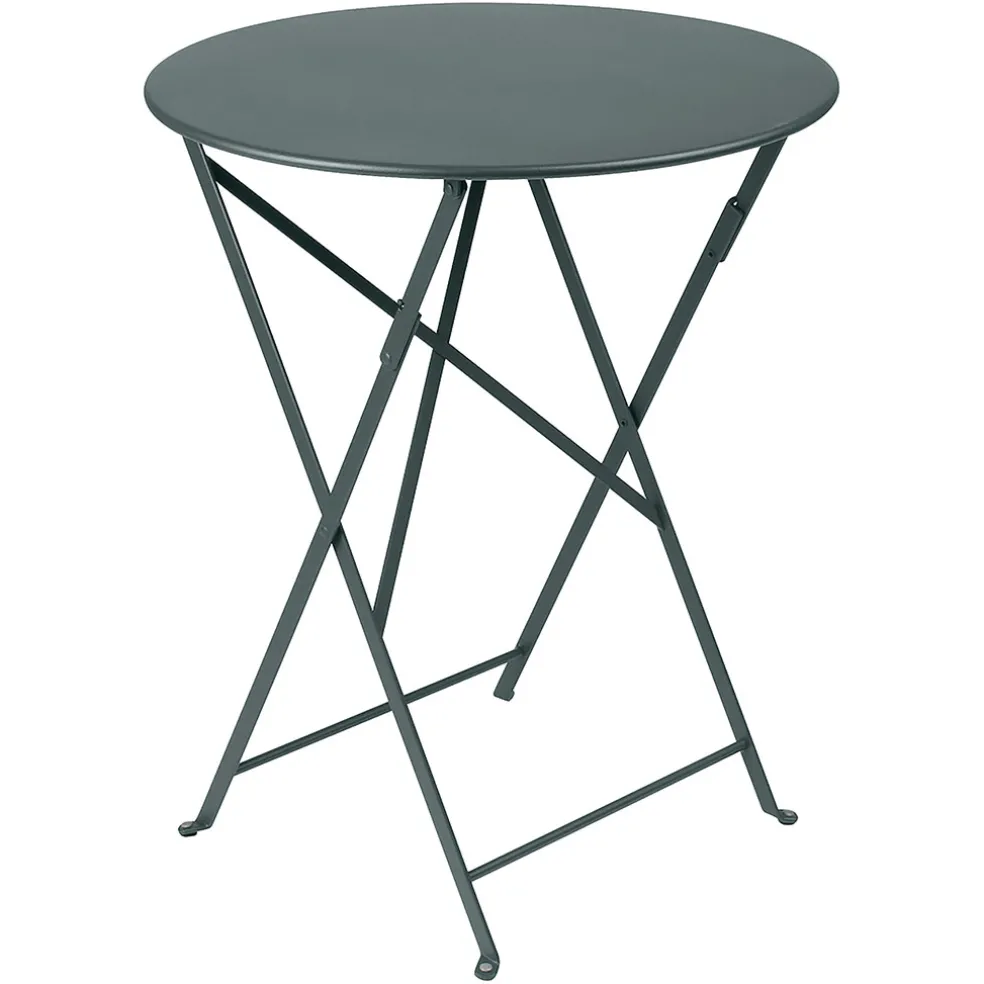 Table de jardin ronde pliante en acier gris orage - Bistro