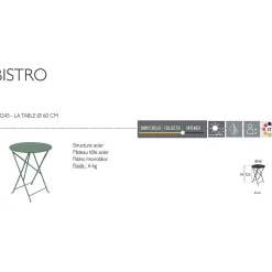 Table de jardin ronde pliante en acier gris orage - Bistro