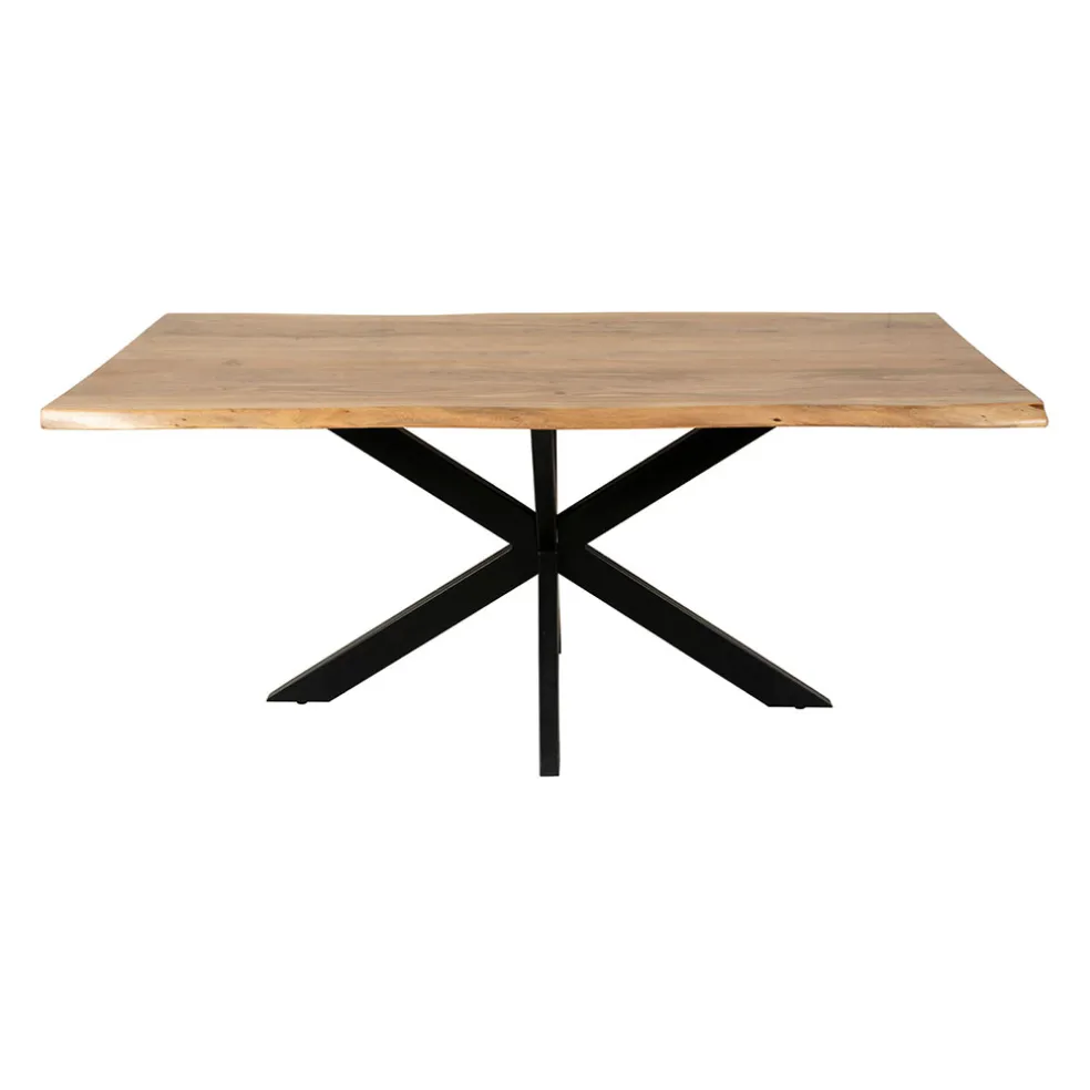 Table de repas en acacia et pieds en fer noir 180x90cm - Brooklyn