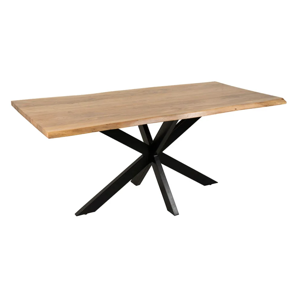 Table de repas en acacia et pieds en fer noir 180x90cm - Brooklyn