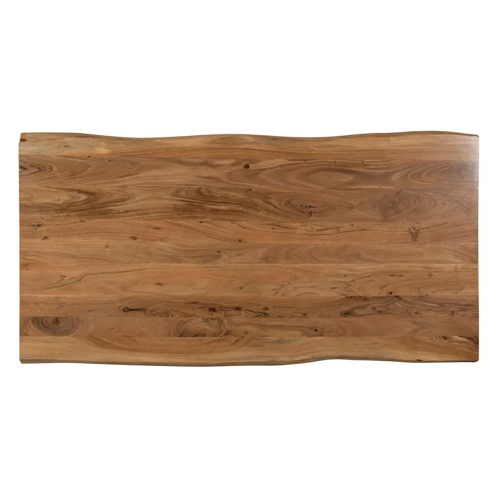 Table de repas en acacia et pieds en fer noir 180x90cm - Brooklyn