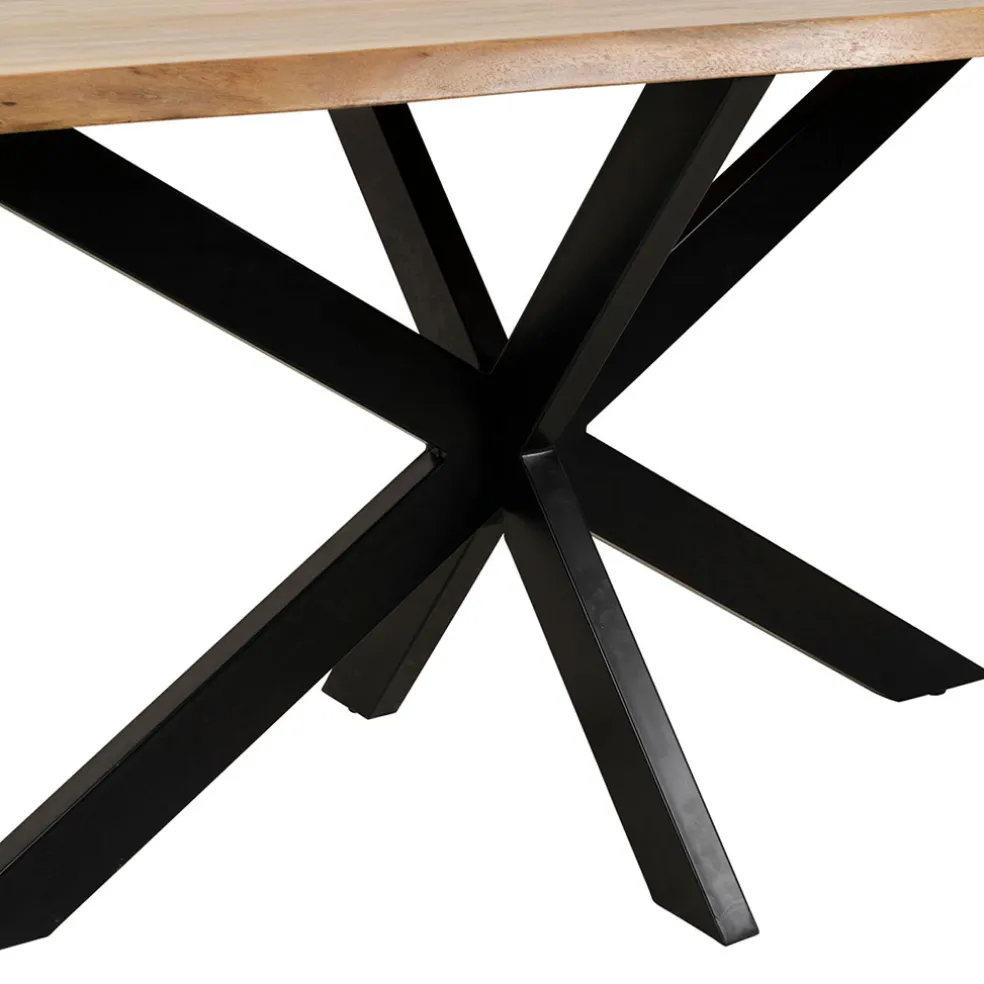 Table de repas en acacia et pieds en fer noir 180x90cm - Brooklyn