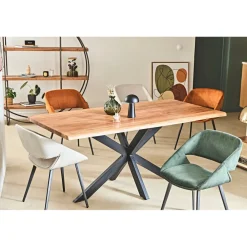 Table de repas en acacia et pieds en fer noir 180x90cm - Brooklyn
