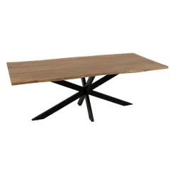 Table de repas en acacia et pieds en fer noir 220x100cm - Brooklyn