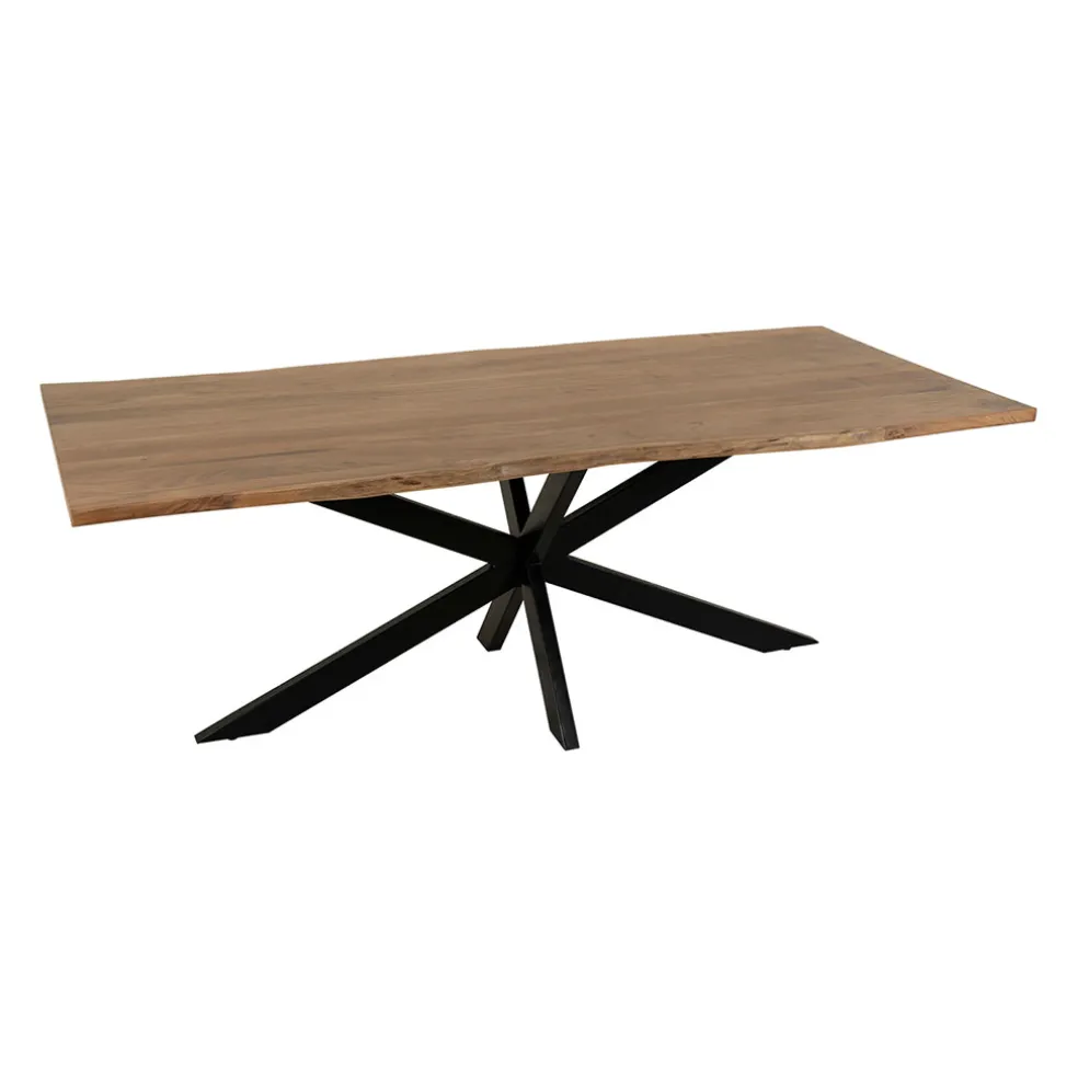 Table de repas en acacia et pieds en fer noir 220x100cm - Brooklyn