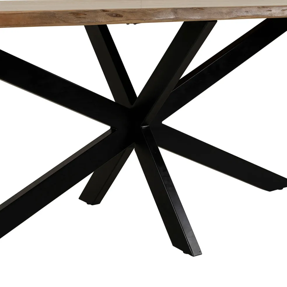 Table de repas en acacia et pieds en fer noir 220x100cm - Brooklyn