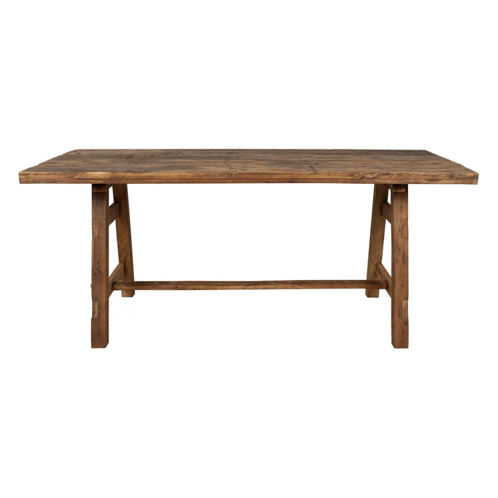 Table de salle a manger rectangle en bois recyclé naturel 180x90cm - Campagne
