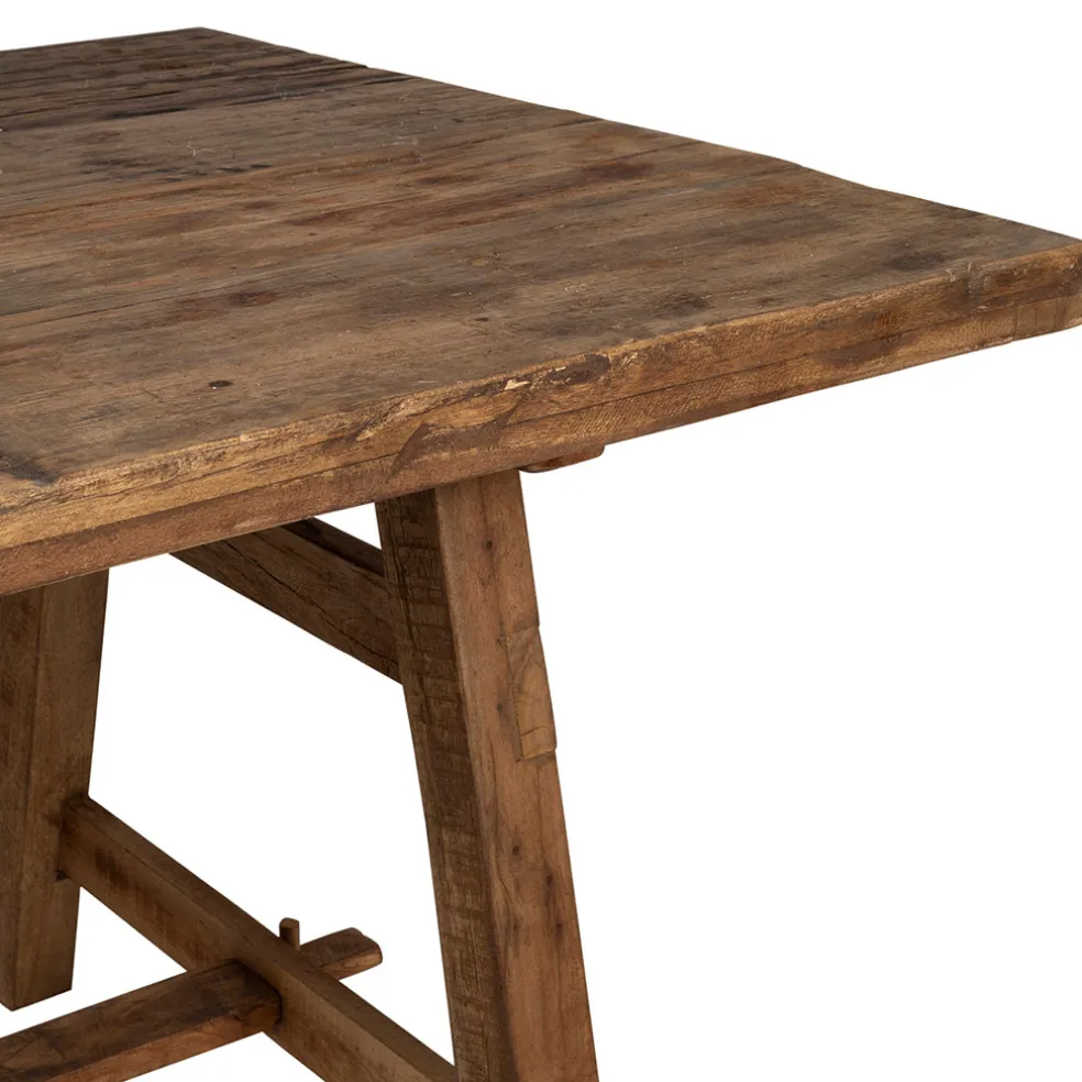 Table de salle a manger rectangle en bois recyclé naturel 180x90cm - Campagne