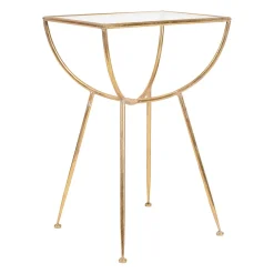 Table d'appoint en fer dorée et verre - Eluminea H60cm