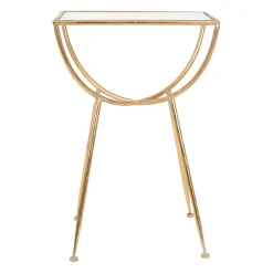 Table d'appoint en fer dorée et verre - Eluminea H60cm