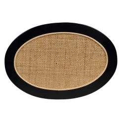 Table d'appoint en rotin et sapin naturel et noir - Balamea