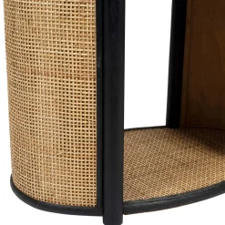Table d'appoint en rotin et sapin naturel et noir - Balamea