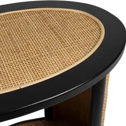 Table d'appoint en rotin et sapin naturel et noir - Balamea