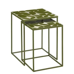 Table d'appoint gigogne de jardin (lot de 2) en fer vert - Bologna