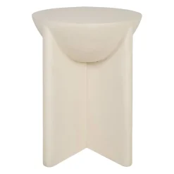 Table d'appoint ronde effet béton ciré blanc cassé d40cm - Leros