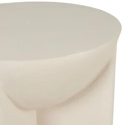 Table d'appoint ronde effet béton ciré blanc cassé d40cm - Leros