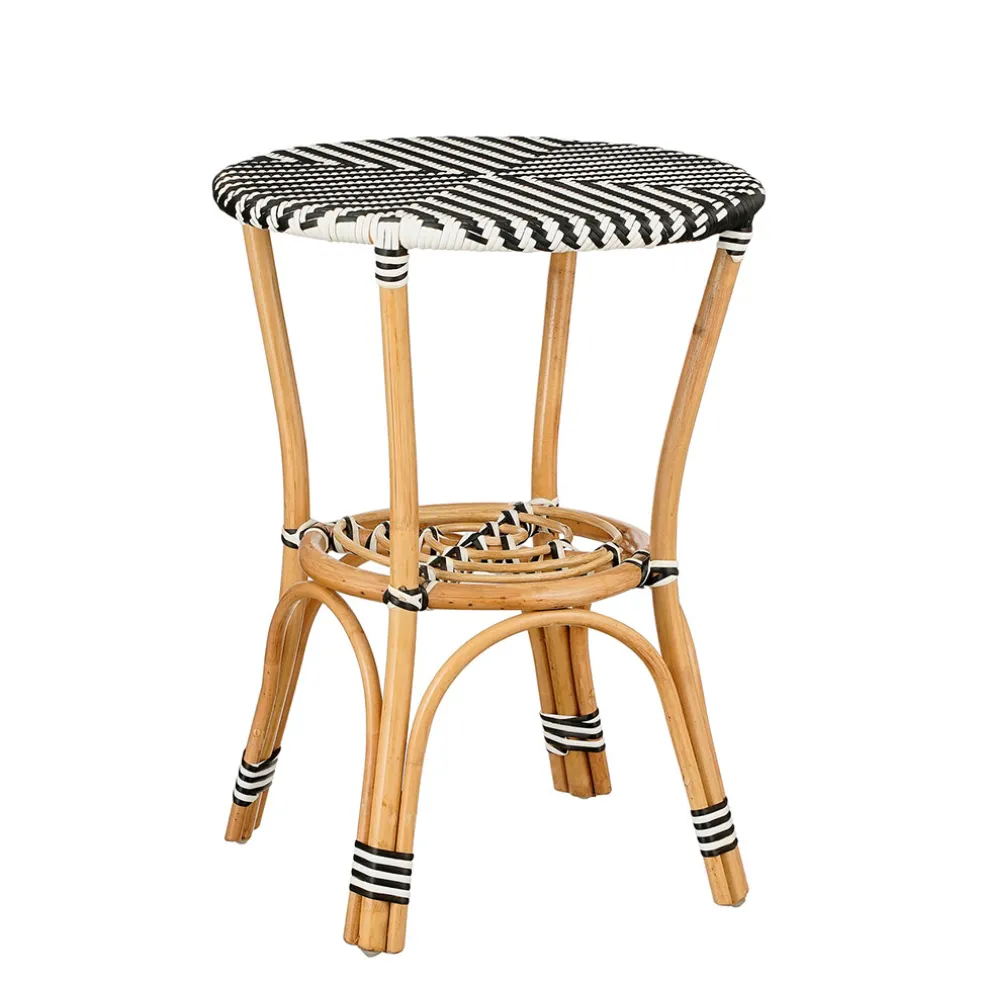 Table d'appoint ronde en rotin blanc D50cm - Mandox