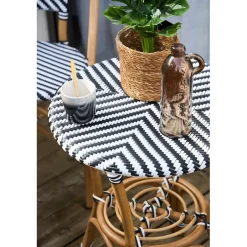 Table d'appoint ronde en rotin blanc D50cm - Mandox