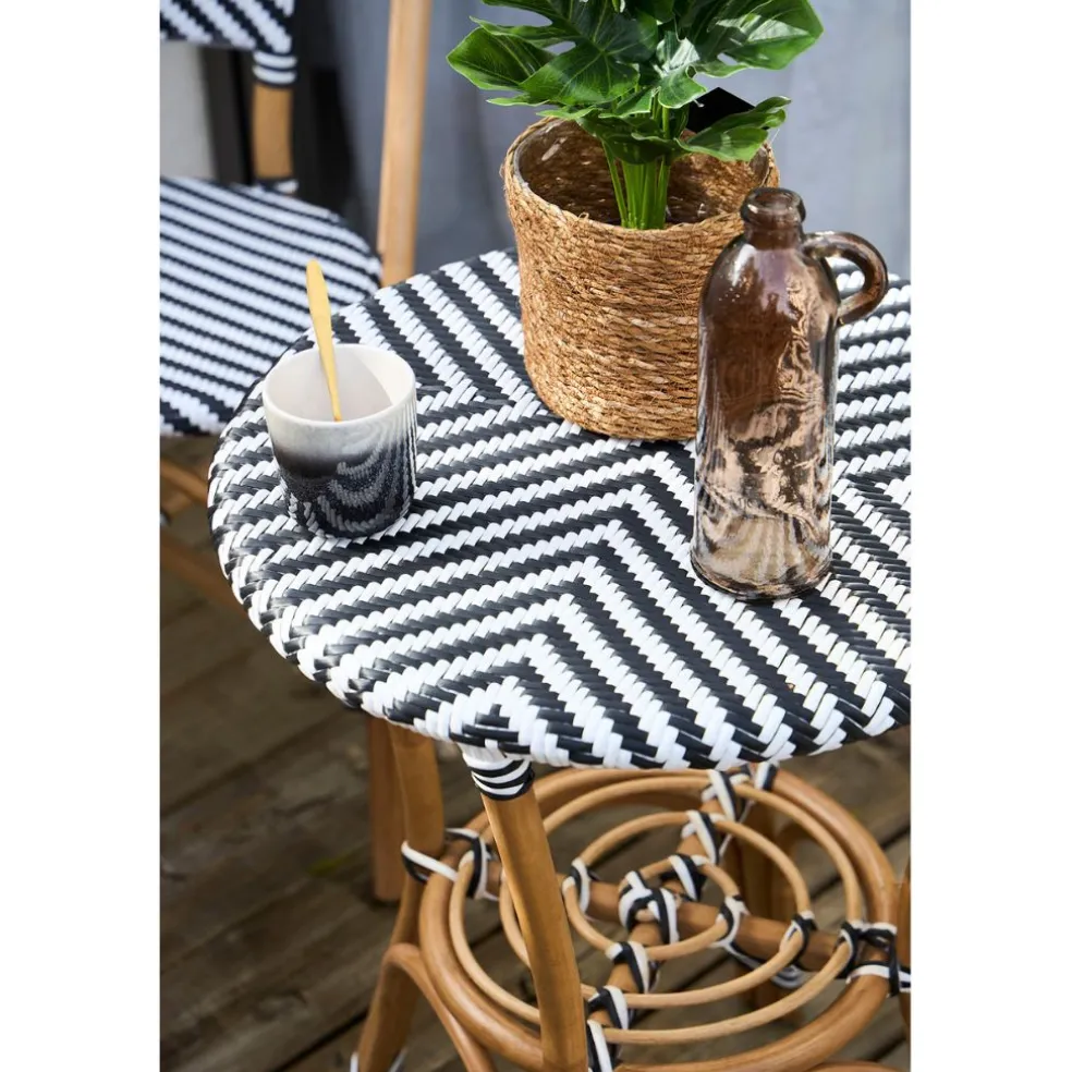 Table d'appoint ronde en rotin blanc D50cm - Mandox