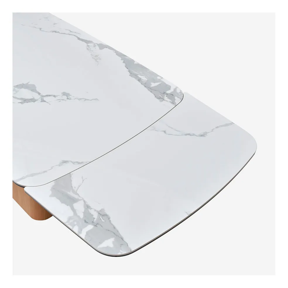 Table extensible en verre et céramique blanc l180-260cm - Linka