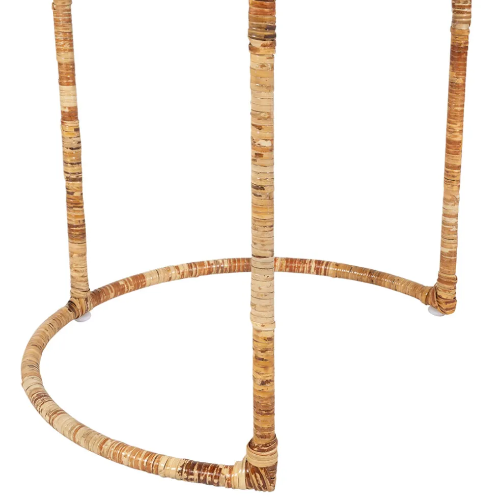 Table gigogne rond par 2 en fer et rotin naturel 50x50cm - Pasil