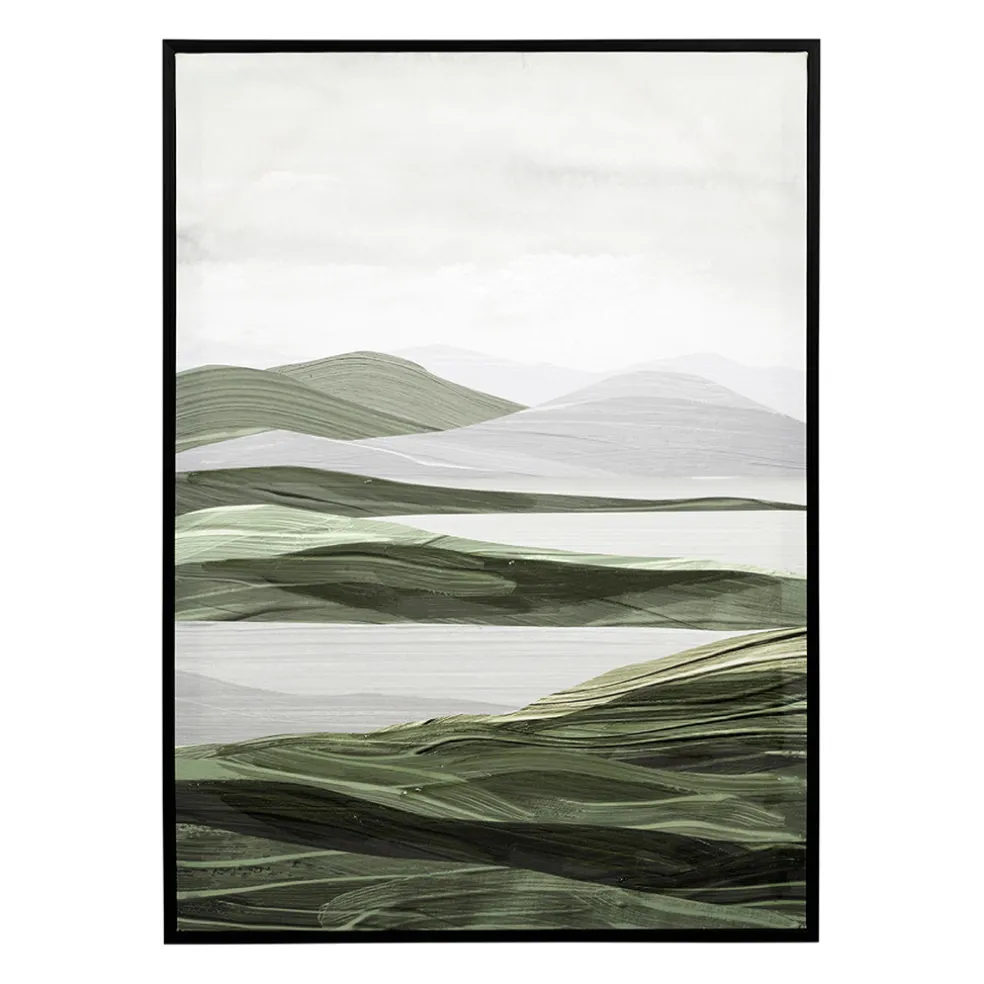 Tableau en toile encadré horizon kaki 52x72cm - Gallery