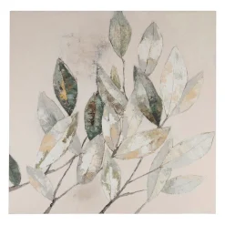 Tableau Neflier en toile gris et beige 100x100cm