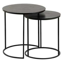 Tables d'appoint gigogne (x2) en fer noir - Felia