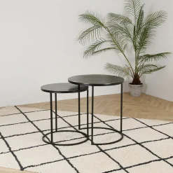 Tables d'appoint gigogne (x2) en fer noir - Felia