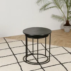 Tables d'appoint gigogne (x2) en fer noir - Felia