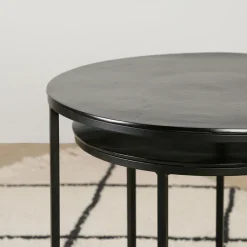 Tables d'appoint gigogne (x2) en fer noir - Felia