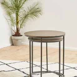 Tables d'appoint gigogne (x2) en fer doré - Felia