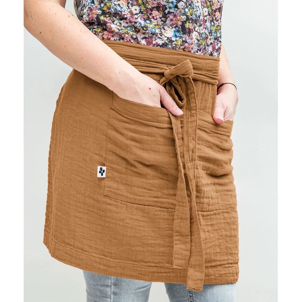 Tablier camel en gaze de coton 45x80cm - Gaia