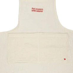 Tablier en coton écru et rouge - Famille