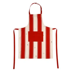Tablier en coton et lin rouge - Champêtre