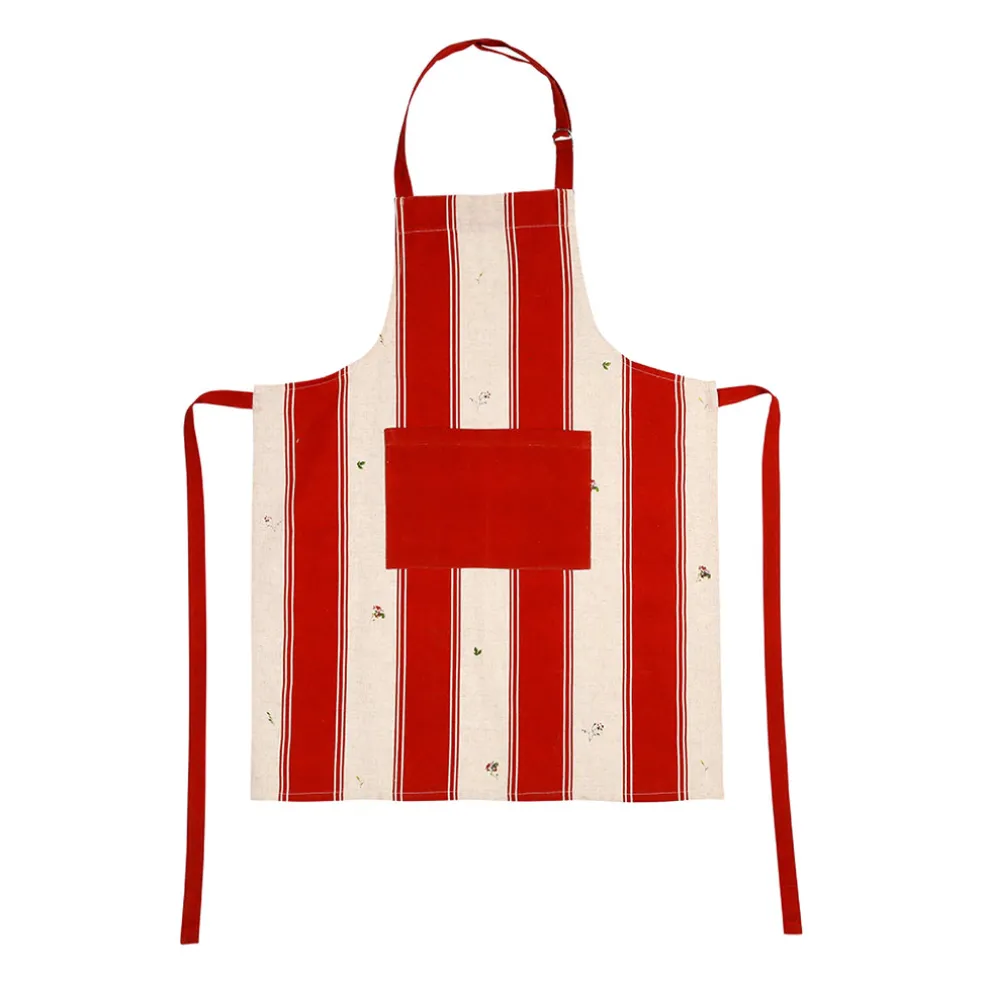 Tablier en coton et lin rouge - Champêtre