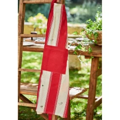 Tablier en coton et lin rouge - Champêtre