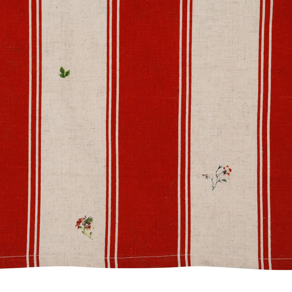 Tablier en coton et lin rouge - Champêtre