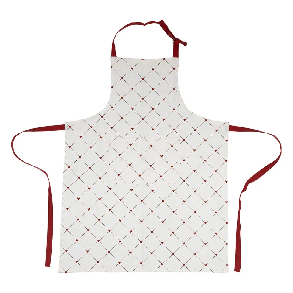Tablier en coton petits cœurs rouge et blanc