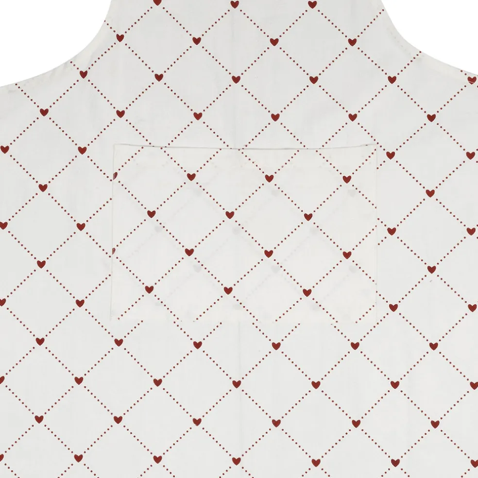 Tablier en coton petits cœurs rouge et blanc