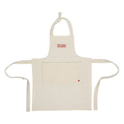 Tablier enfant en coton écru et rouge - Famille